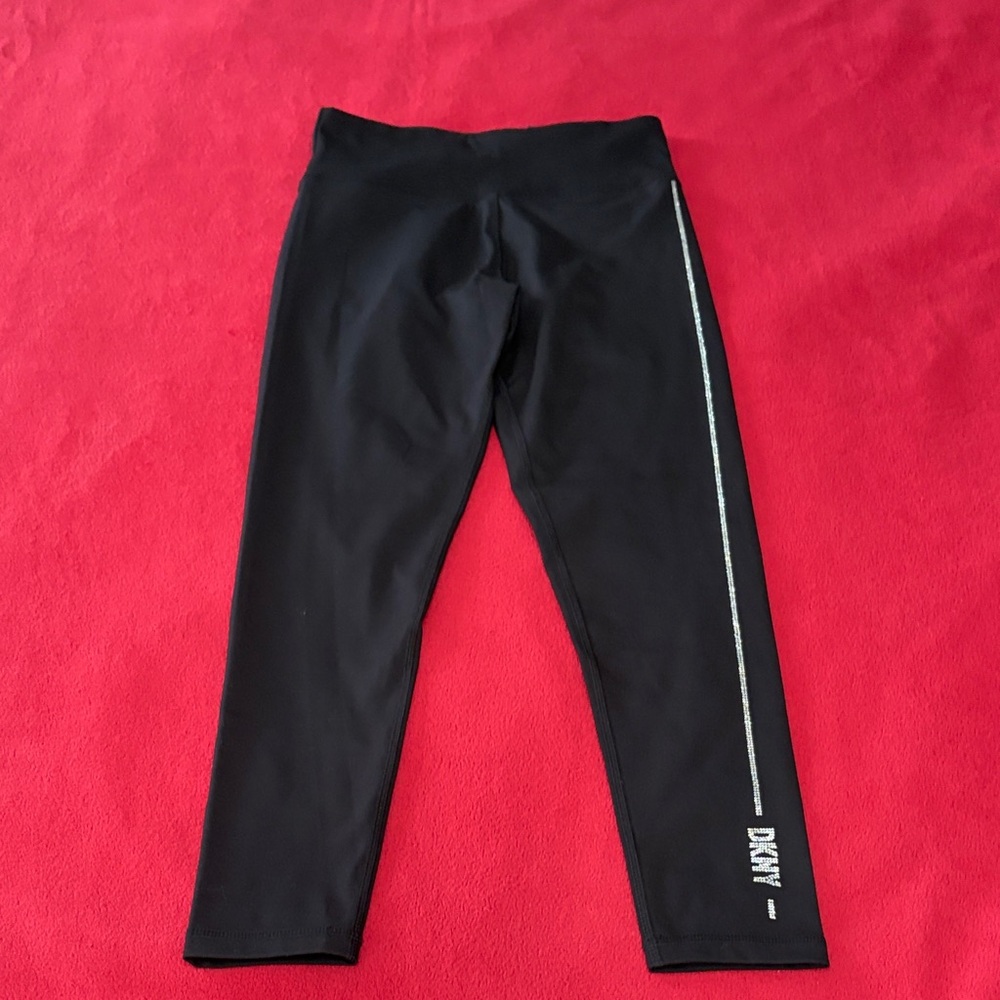 DKNY Black Leggings with Silver Side Stripe